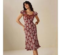 Abito lungo da donna in stile boho country, con scollo quadrato, stampa floreale, elegante e casual, adatto per uso quotidiano, viaggi, vacanze, appuntamenti, feste, Natale SHEIN X Felipe Marques SHEI