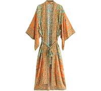 Abito Lungo da Donna Stampato con Scollo A V Maniche Dolman Bohemian Beach, As Show, S