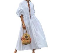 Abito Lungo da Donna Stile Caftano, Bohémien, Copricostume da Spiaggia, Vestaglie, Taglia Unica, Abbigliamento per la casa Taglia Unica,Bianco.