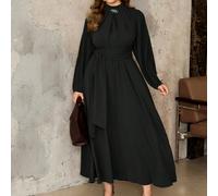 Abito lungo da donna taglia comoda, in stile romantico francese, elegante e casual, adatto per primavera, autunno e inverno, per occasioni come il lavoro, le vacanze, il pomeriggio del tè o le feste. 