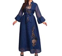 Abito Lungo Da Preghiera per Donna 1 Pezzo Lunghezza Intera Tinta unita Abito Da Preghiera Musulmana Donna Manica Lunga 2025 Nuovo Ideale per Islam Islam Dubai Arabo Abaya, navy, L