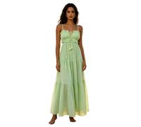 Abito Lungo Donna a Spalline con Allacciatura Frontale, Vestito da Spiaggia Boho con Gonna a Balze, Stile Romantico e vacanziero, Ideale per Mare, Matrimoni all'aperto e Relax Estivo