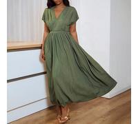 Abito lungo e ampio senza maniche, taglia comoda, in verde, adatto per vari stili e occasioni: festival musicali, Pasqua, San Patrizio, stile occidentale, nomade, feste di compleanno, laurea, stile un