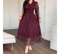 Abito lungo e luccicante di moda da donna, adatto per l'estate, vestiti per il ritorno a scuola, abiti da donna di lusso rossi, abiti da ballo con paillettes, abito scintillante per Capodanno L,M,S,XL