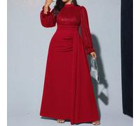 Abito lungo elegante da donna con taglio aderente e ampio, arricchito da paillettes, adatto per banchetti, feste, matrimoni, Capodanno e Natale 0XL,1XL,2XL,3XL,4XL,5XLColore unicoTessuto in maglia