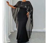 Abito lungo elegante e aderente di taglia grande e lucido Piccola 4XL,Piccola 3XL,Piccola 2XL,Piccola 1XL,Piccola 0XLColore unicoTessuto in maglia