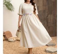 Abito lungo elegante, senza schienale, con ricamo, comodo, da donna taglia grande, abito da donna elegante da cerimonia estivo, abiti eleganti da donna, abiti lunghi da donna, abiti estivi da donna, a