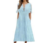 Abito lungo estivo da donna, maniche corte, spalle scoperte, casual, sexy, scollo a V, abito da spiaggia, elegante, damigella d'onore, matrimonio, festa, aniversario, schiena scoperta, abiti da