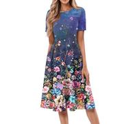 Abito Lungo Estivo Saldi Vestito Donna Elegante Corto Western Scollo A Rotondo A Maniche Corte Medio Lunghi Maxi Dress Vestiti Lunghi Giovanili Sconti 90 per Cento Multicolore L