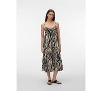 Abito lungo fantasia con spalline Nero S Leopardato