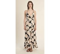 Abito lungo fantasia con spalline Nero XL Floreale
