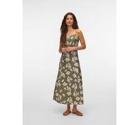 Abito lungo fantasia con spalline Verde S Floreale