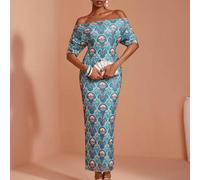 Abito lungo in rete con spalle scoperte e maniche a pipistrello, casual, elegante, per vacanze SHEIN X JIAN LASALA SHEIN X potenzia la creatività fornendo a stilisti, artisti e marchi un accesso senza