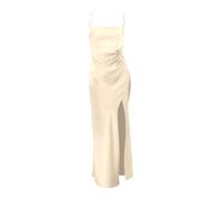 Abito lungo in tinta unita con scollo a V con spalline e collo Halter casual estivo per donna abito pietre donna, Giallo #4, M