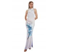 Abito lungo Karen Millen con stampa floreale, bianco, taglia 38 B1C
