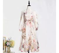 Abito Lungo Rosa Elegante Con Fiori E Cintura Per Cerimonia E Eventi CF59670