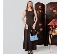 Abito lungo senza maniche marrone per ospite di matrimonio, occasione formale, lunghezza fino a terra, outfit per appuntamento di San Valentino, spiaggia, abiti eleganti casual estivi da donna L,M,S,X