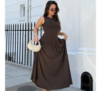 Abito lungo senza maniche marrone per ospite di matrimonio, occasione formale, lunghezza fino a terra, appuntamento di San Valentino, outfit da spiaggia, abiti eleganti, casual per feste da donna L,M,
