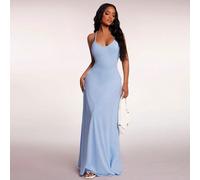 Abito lungomassonica estivo sexy ed elegante da donna, abito a canotta azzurro cielo con schiena scoperta, adatto per resort di isole, spiaggia, appuntamenti, feste, comodi e casual per la casa o uso 