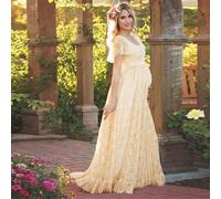 Abito Maternità Romantico In Pizzo Lungo Da Donna