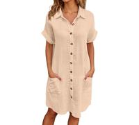 Abito Matrimonio Donna-Abito Camicia Casual da Donna con Bottoni, vestibilità Ampia, Maniche Lunghe E Comode, Versatile, Adatto per Tutti I Giorni, per Tutte Le Stagioni.