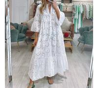 Abito Maxi Donna Maniche Svasate A-Line Svasatura Hollow Out per S-3XL ASIAN