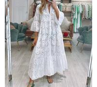 Abito Maxi Donna Maniche Svasate A-Line Svasatura Hollow Out per S-3XL ASIAN