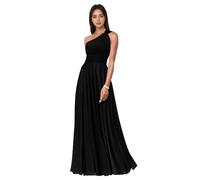 Abito Maxi in Chiffon A Una Spalla Formale da Donna per Abito da Damigella d'Onore Ospite di Nozze,Nero,M