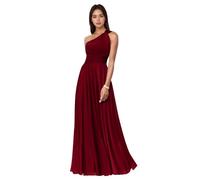 Abito Maxi in Chiffon A Una Spalla Formale da Donna per Abito da Damigella d'Onore Ospite di Nozze,Rosso,L