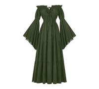 Abito Maxi Rinascimentale Medievale Vittoriano Gotico Steampunk Donna | Abito Lungo Storico Linea A Vita Elastica Strega Fata Halloween Cosplay Fiera Rinascimentale