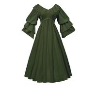 Abito Maxi Rinascimentale Medievale Vittoriano Gotico Steampunk Donna | Abito Lungo Storico Linea A Vita Elastica Strega Fata Halloween Cosplay Fiera Rinascimentale