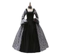 Abito medievale con elegante look gotico per balli storici, feste formali e feste di Halloween, abito lungo fino a terra con gonna ampia, abito da donna senza tempo per occasioni festive, bianco, XXL