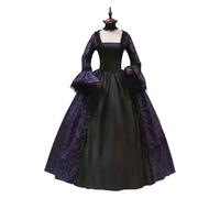 Abito medievale con elegante look gotico per balli storici, feste formali e feste di Halloween, abito lungo fino a terra con gonna ampia, abito da donna senza tempo per occasioni festive, Lilla, XXL