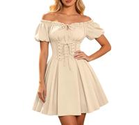 Abito Medievale Da Donna, Abito A Corsetto Con Spalle Scoperte Per Eventi A Tema Costume Rinascimentale Donna Con Gonna Vaporosa E Bustino Scolpito Per Feste In Maschera E Rappresentazioni Storiche
