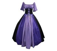 Abito medievale da donna, elegante, storico, rinascimentale, con lacci, abito gotico, fantasia vittoriana, travestimento con maniche a tromba per mercato medievale