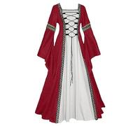 Abito medievale da donna, grande, vestito medievale, da donna, taglia media, grande, elegante, a maniche lunghe, vintage, cosplay, carnevale, Halloween, vestito da festa, principessa, costume