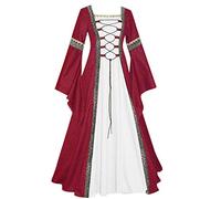 Abito medievale da donna, lungo, gotico, da donna, taglie grandi, a maniche lunghe, per il rinascimento, stile retrò, per feste, corsetto, maxi abiti vintage, per cosplay, Halloween, carnevale