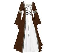 Abito medievale da donna, lungo, gotico, da donna, taglie grandi, a maniche lunghe, per il rinascimento, stile retrò, per feste, corsetto, maxi abiti vintage, per cosplay, Halloween, carnevale