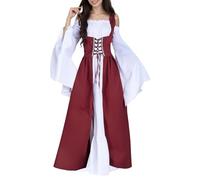 Abito medievale da donna per il Rinascimento, abito da ballo, costume da donna, 3 pezzi, medievale, abito medievale, lungo, bianco, grandi dimensioni, costume da pirata, principessa, abbigliamento
