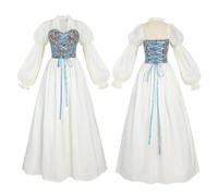 Abito medievale da donna, ragazze abito rinascimentale scollo a forma di U | Costume da strega per ragazze e donne, vestito da principessa di Halloween