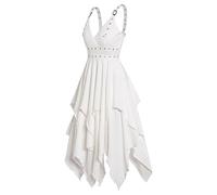 Abito medievale da donna sexy gotico senza maniche steampunk irregolare orlo a vita alta casual vintage con scollo a V cortile rinascimentale vittoriano carnevale cosplay party cocktail chic abiti