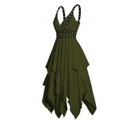 Abito medievale da donna sexy gotico senza maniche steampunk irregolare orlo a vita alta casual vintage con scollo a V cortile rinascimentale vittoriano carnevale cosplay party cocktail chic abiti