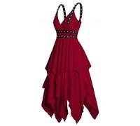 Abito medievale da donna sexy gotico senza maniche steampunk irregolare orlo a vita alta casual vintage con scollo a V cortile rinascimentale vittoriano carnevale cosplay party cocktail chic abiti
