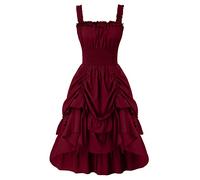 Abito medievale da donna steampunk, linea ad A, abito vintage gotico, senza maniche, a vita alta, per Halloween, Carnevale, per il Rinascimento, abito medievale, lungo, elegante, per feste, Vino, M