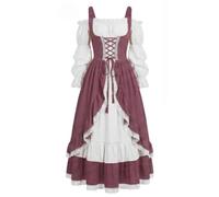 Abito medievale da donna, stile vittoriano, per palcoscenico e teatro | vita elastica, tessuto fluente, mercati medievali, abito con lacci per Halloween, carnevale, discoteca, feste