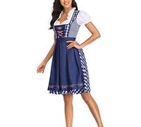 Abito Medievale Donna - Abito tradizionale bavarese da donna, dirndl, con pizzo, con camicetta e grembiule, 3 pezzi, classico, per Oktoberfest, Carnevale