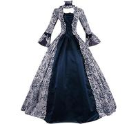 Abito Medievale Donna Maniche a Tromba Stile Medievale Vittoriano Maxi Vestito Da Principessa Abito Lungo Slim Fit Vestito Da Sera Per Il Rinascimento, Per Carnevale, Halloween, Feste, Principessa