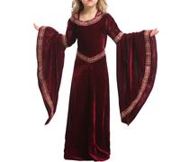 Abito medievale per ragazza di Halloween Cappuccio Mantello della morte Abito