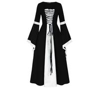 Abito medievale rinascimentale da donna, elegante, stile retrò, maniche a tromba, lunghezza medievale, per cosplay, gotico, abito da ballo storico ispirato alle lezioni