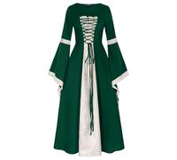 Abito medievale rinascimentale da donna, elegante, stile retrò, maniche a tromba, lunghezza pavimento medievale, vestito gotico, cosplay, vestito storico, costume fantasia